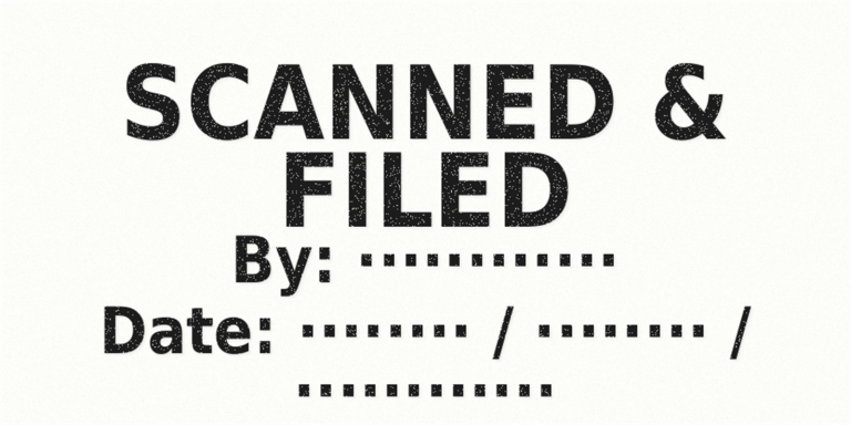 Scanned and Filed 25mm x 50mm automatic self-inking office stamp imprint